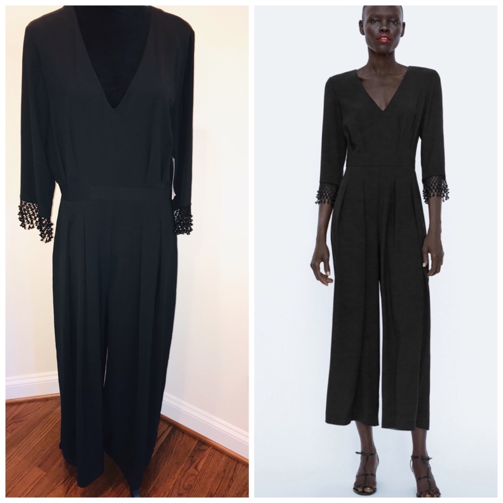 Zara Black Pleated Jumpsuit SZ XL